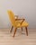 Armchair with wooden structure and yellow fabric covering, Italian design, 1960s.