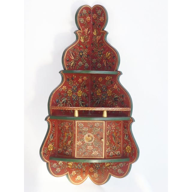 Red Vintage Hand Painted Red Wall Corner Cabinet, 1960s For Sale - Image 8 of 11