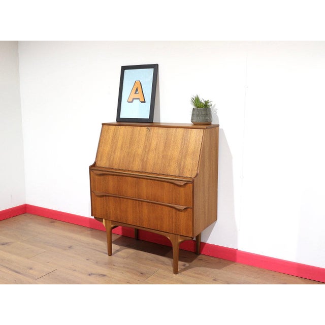 Mid Century Modern Vintage Teak Bureau Secretaire Desk by S Form Danish Style For Sale - Image 4 of 10