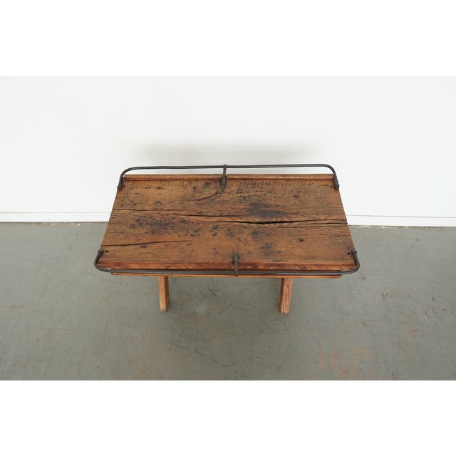 Vintage Reclaimed Wood Accent Table For Sale - Image 4 of 13