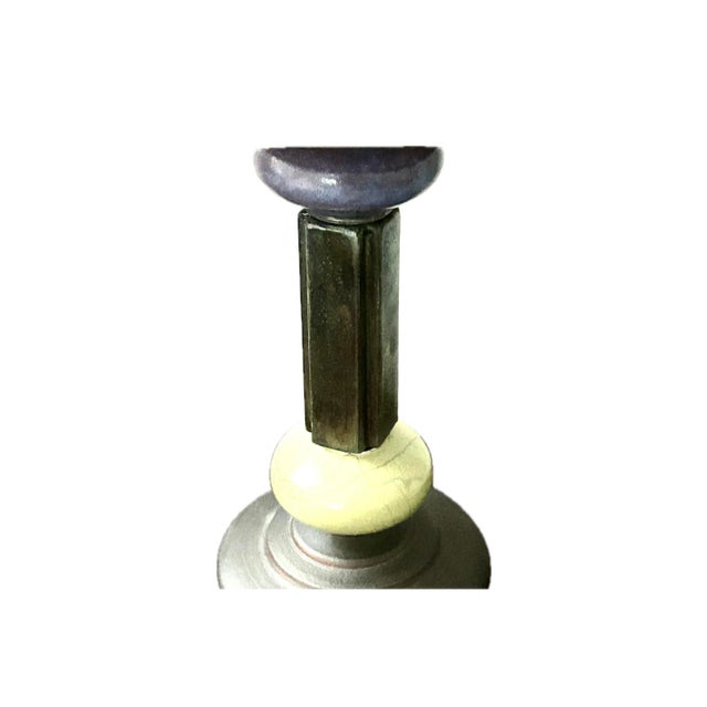 Andrew Wender Studio Pottery Raku Totem Lamps With Custom Copper Shades, Signed - A Pair For Sale - Image 11 of 18