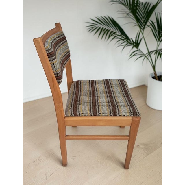 Mid-Century Modern Mid-Century Modern East German Beech Dining Chairs with Plaid Upholstery, 1980s, Set of 2 For Sale - Image 3 of 18
