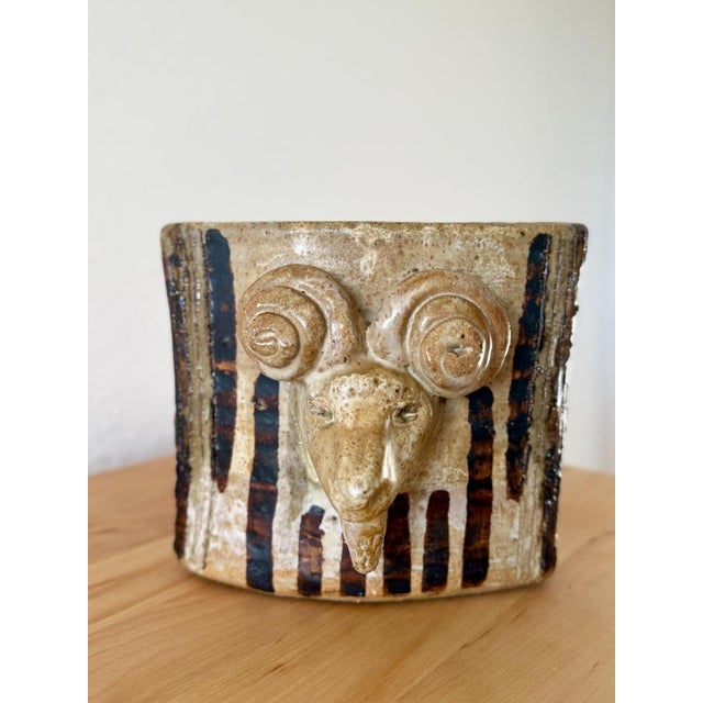 Brutalist Sculptural Rams Head Vase, 1960s For Sale - Image 6 of 6