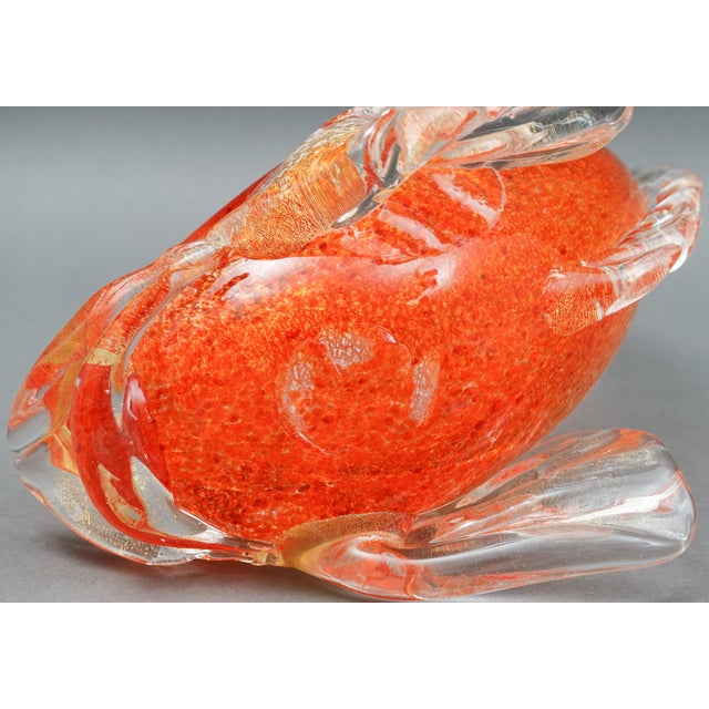 Vintage Italian Murano Attributed Gold Fleck Orange Hand Blown Art