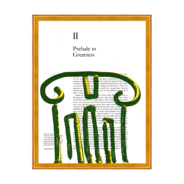 Green Column Print by Virginia Chamlee in Gold Frame, Small For Sale