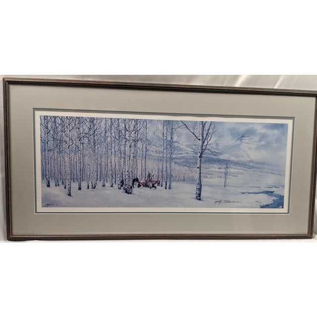 Late 20th Century Signed Limited Edition Native American Winter Landscape Panorama by Mark Silversmith, Framed & Matted For Sale - Image 10 of 17