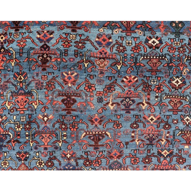 Early 20th Century Antique Persian Afshar Rug in Beautiful Blue Background With Tribal Motifs 4'8 X 6'0 For Sale - Image 5 of 11