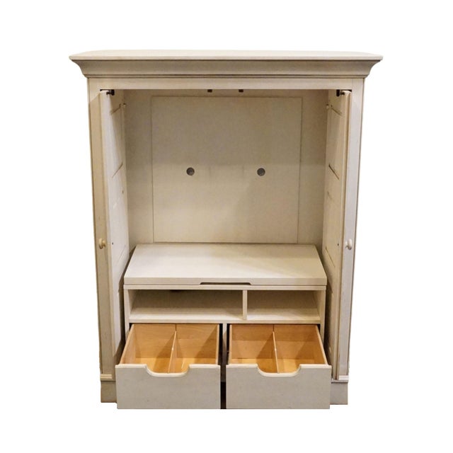 Ethan Allen New Country Collection 46" Media Armoire / Entertainment Cabinet 33-9810 - 610 Cotton Finish For Sale - Image 11 of 18