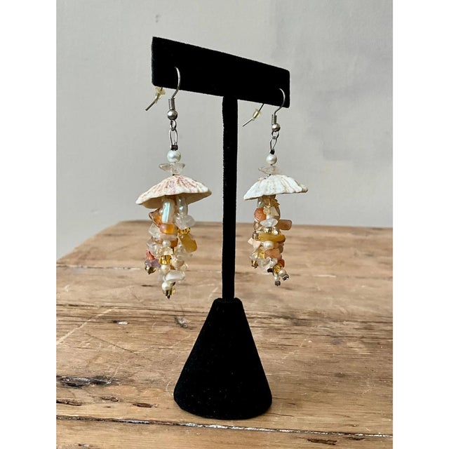 Vintage Boho Drop Shell Earrings For Sale - Image 12 of 12
