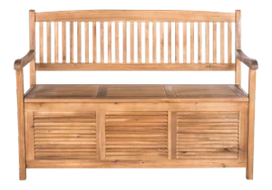 Outdoor Wood Storage Bench in Natural
