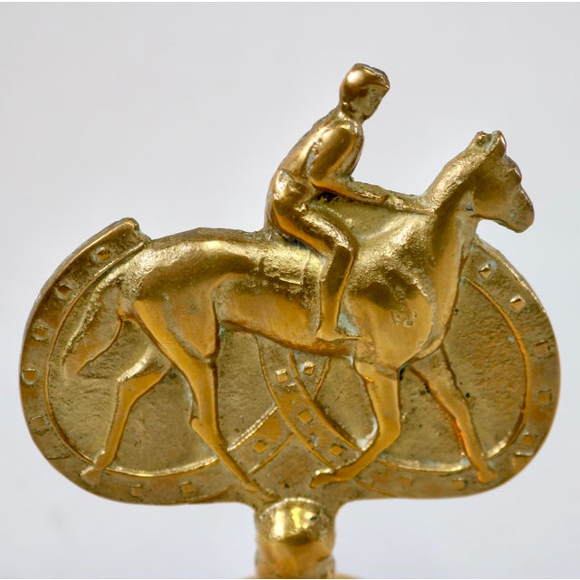 Mid 20th Century Vintage Mid-Century Solid Brass Equestrian Hand Bell - Horse & Jockey For Sale - Image 5 of 8