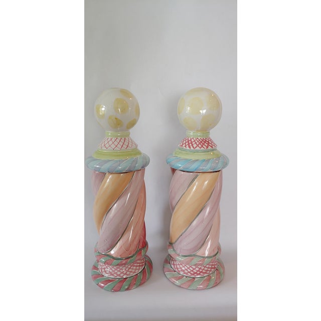 1990s Mackenzie Childs Ceramic Modular Shelf Pieces- Set of 4 For Sale - Image 10 of 13