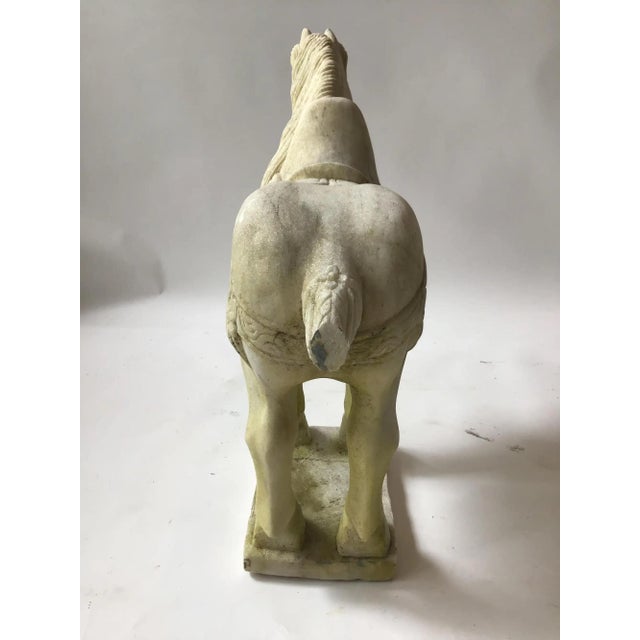 Vintage Carved Marble Tang Dynasty Style Horse Figures—A Pair For Sale - Image 10 of 18