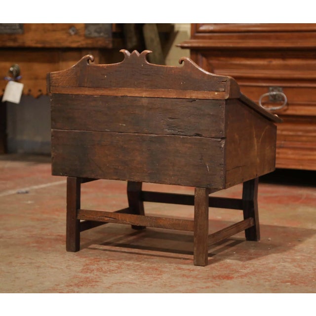18th Century French Carved Walnut Desk on Legs With Slant Top and Inside Storage For Sale - Image 9 of 10