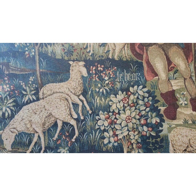 Textile 1940s Medieval Style Tapestry With Latin Inscriptions For Sale - Image 7 of 9