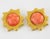 Contemporary Chantal Thomass Paris Gilded Clip Earrings with Pink Salmon Ceramic Cabochons For Sale - Image 3 of 8