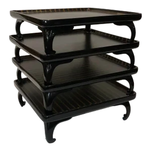 Theodore Alexander Modern Zebra Wood Christopher Tiered Tray Table