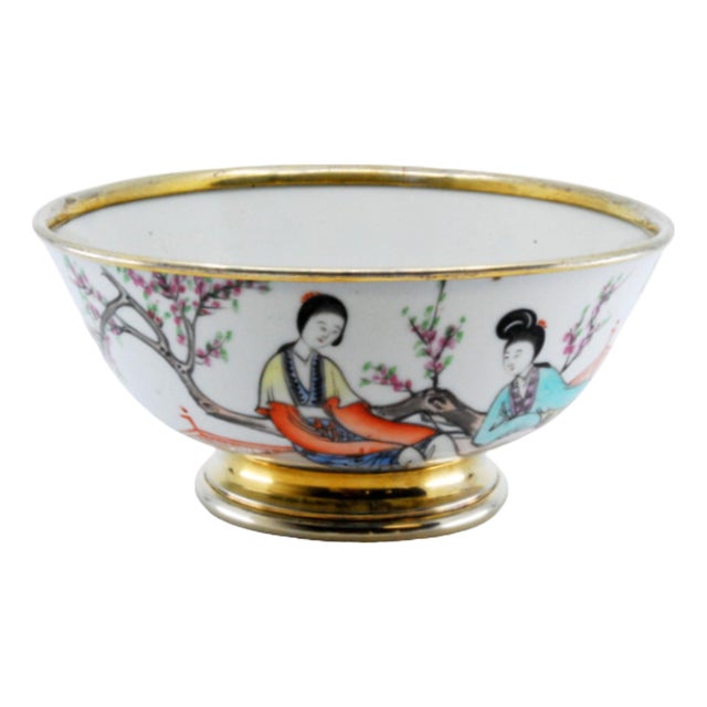 Porcelain Bowl with Japanese Motifs For Sale