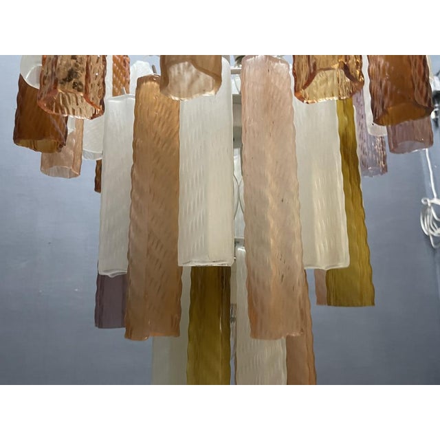 White Large Murano Glass Tube Chandelier, 1980s For Sale - Image 8 of 11