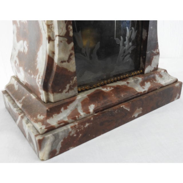 Stone French Marble Clock and Pair of Pedestals For Sale - Image 7 of 9