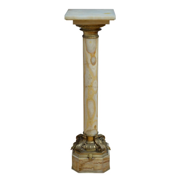 19th Century Antique French Onyx Marble Columns with Ormolu Collars, 1870, Set of 2 For Sale - Image 5 of 18