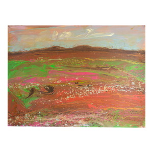 Signed 1980s “s.w.” Acrylic on Paper Landscape Painting by Harry Hilson