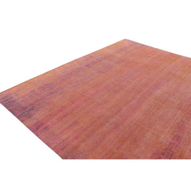 Rug & Kilim Rug & Kilim’s Hand-Knotted Silk Rug in Pink, Orange, Purple Striae Patterns For Sale - Image 4 of 7