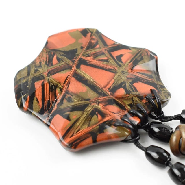 Anne and Frank Vigneri Oversized Resin Pin Brooch With Dangle Charms For Sale - Image 4 of 7