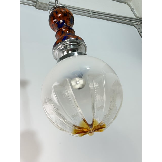 Spherical Pendant Light in Glass and Ceramic, Italy, 1970 For Sale - Image 4 of 11
