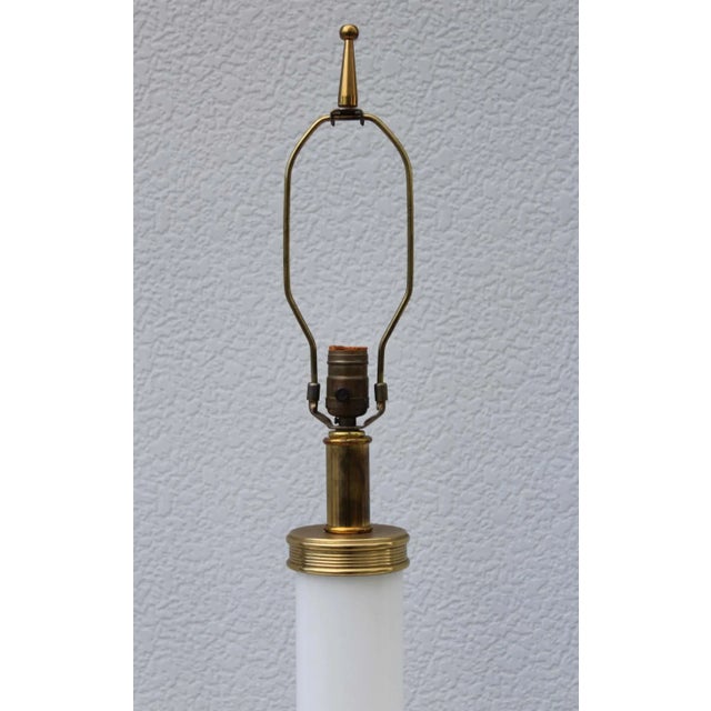 1960s 1960's Italian Glass and Brass with Marble Base Table Lamps - A Pair For Sale - Image 5 of 9