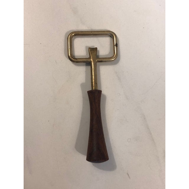 Italian 1970s Italian Contemporary Brass and Wood Bottle Opener For Sale - Image 3 of 7