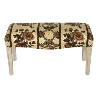 Floral Bench With Painted Wood Frame For Sale