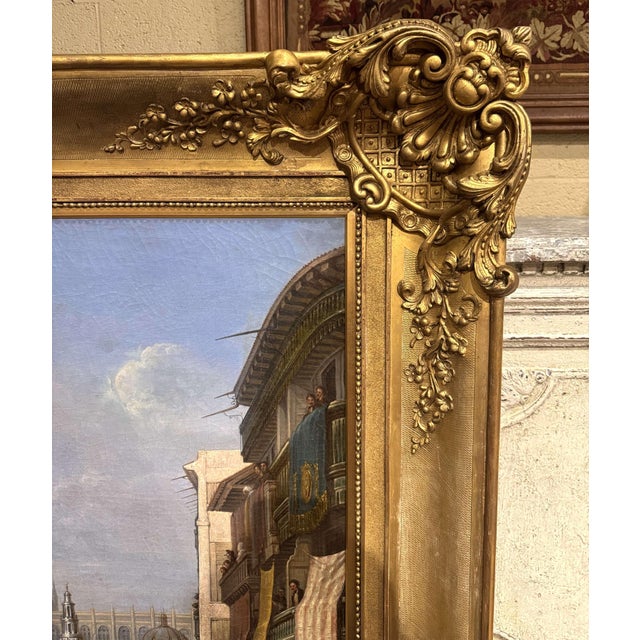 Wood Mid-19th Century French Oil Painting of Seville Procession by Baron Prost For Sale - Image 7 of 15