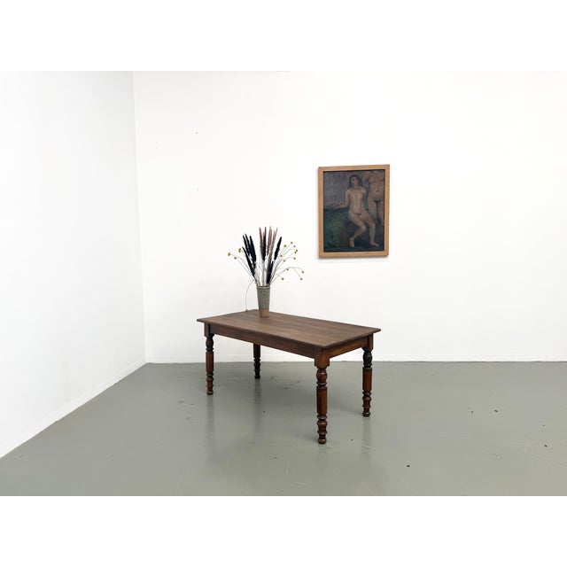 Farmhouse Table in Cherrywood with Turned Legs, France, 1900s For Sale - Image 9 of 18