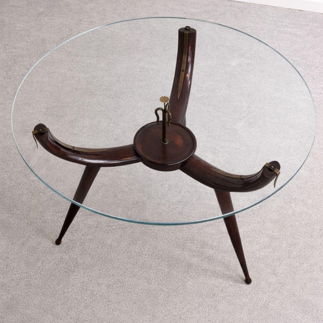 Wood Italian Mid-Century Wood Coffee Table Glass in Style of Fontana Arte, 1950s For Sale - Image 7 of 8