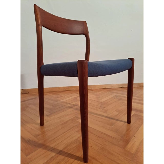 A beautiful set of six legendary models 77 dining chairs by the Danish designer Niels Otto Møller from 1959. Seemingly...