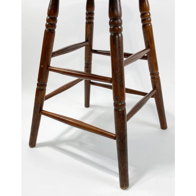 Vintage Turned Wood Stool For Sale - Image 9 of 11