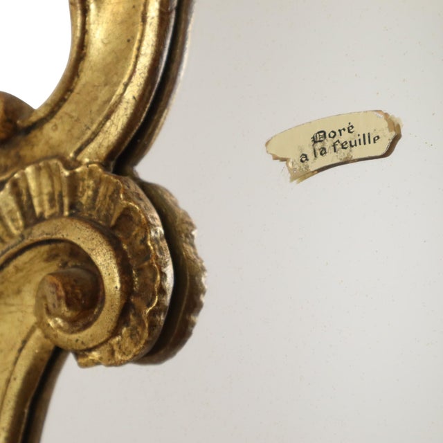French Baroque Gold-Leaf Gilded Mirror with Crest, 1960s For Sale - Image 9 of 18