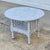 Wood Vintage Paint Decorated Light Blue-Gray Oak Spool Bobbin Leg Oval Coffee Table Side Table For Sale - Image 7 of 9