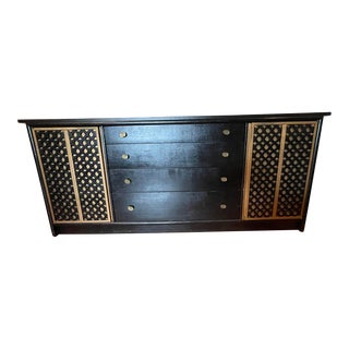 1960s Unagusta Del Mundo Redesigned Vintage Mid Century American Walnut Fret Wood Fronted Sideboard For Sale