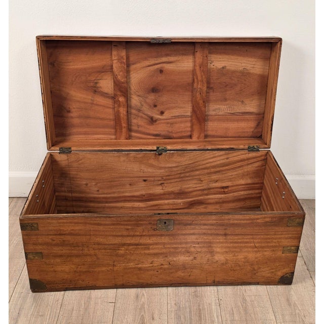 Chinese Camphor Brass Mounted Campaign Trunk, Circa 1890 For Sale - Image 9 of 10