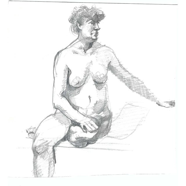 Figurative 1980s John Reilly Female Nude Drawing For Sale - Image 3 of 3