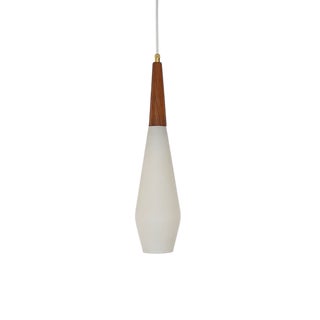 Scandinavian Opaline Glass Pendant Lamp, 1960s For Sale