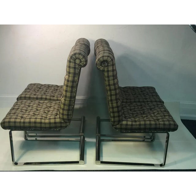 Chrome 1970s Chrome Cantilever Dining Chairs in the Manner of Karl Springer - Set of 4 For Sale - Image 8 of 13