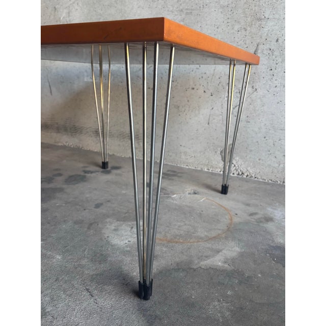 1970s Dutch Side Table With Beech Wood Top and Aluminum Legs - Attributed to Fritz Hansen For Sale In Miami - Image 6 of 8