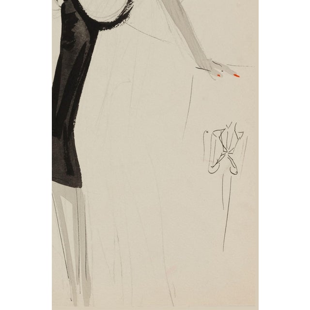 Paper Vintage French Fashion Art Print – Art Deco Woman in Black and White, 30" X 40" For Sale - Image 7 of 8