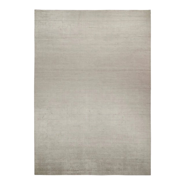2010s Rug & Kilim’s Plain Modern Rug in Solid Silver-Gray Tone-on-Tone - 14x20 For Sale