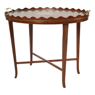 1970s Neoclassical-Style Mahogany Oval Tray-Top Table For Sale