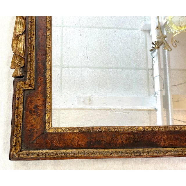 Antique English George II Solid Mahogany Mirror With Swan Neck Pediment and Shell Cartouche For Sale - Image 14 of 18