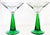Kelly Green Vintage Martini/Cocktail Glasses With Etched Design and Green Stems - A Pair For Sale - Image 8 of 8